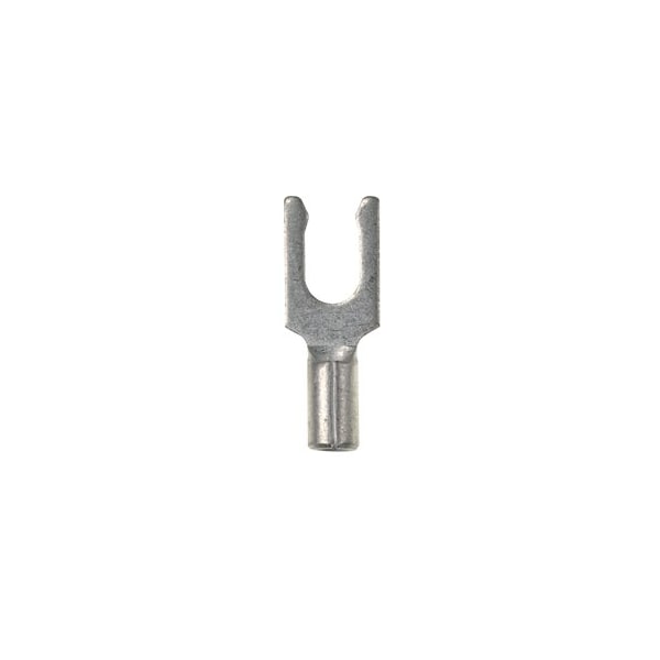 Fork Terminal, #10 Stud Size, 14 AWG, 2,000 V, Bare Insulated, Bare, 1000 PK